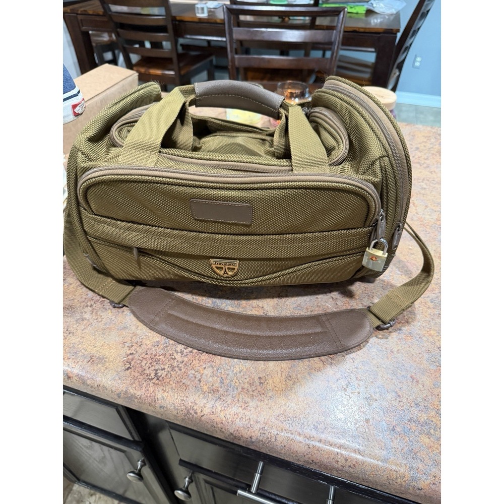Travelpro Brown Nylon Duffle Bag 20" Carry On Locking Lightweight Solid